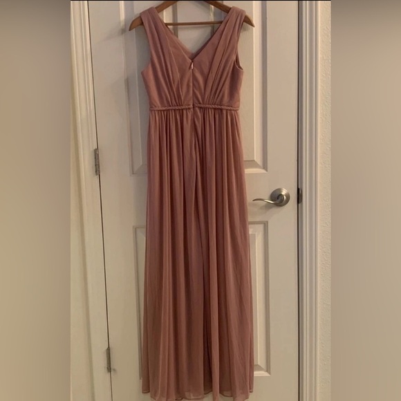 Azazie bridesmaids chiffon evening formal dress pink mauve blush Junior 16/XS - Picture 8 of 8
